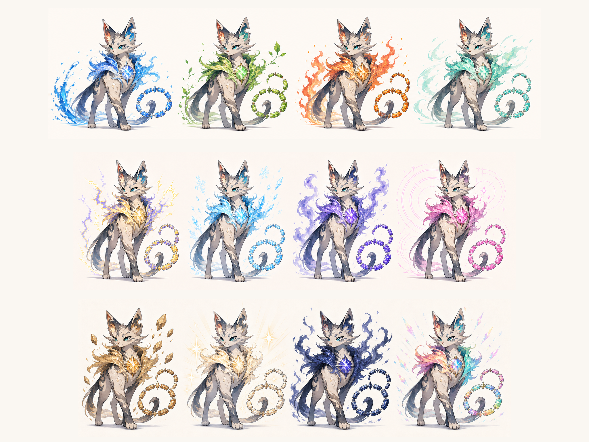 agentmon 极光罗盘猫 · 12 元素